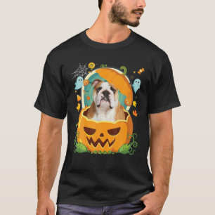 Happy Halloween Pumpkin English Bulldog Dog Witch T-Shirt