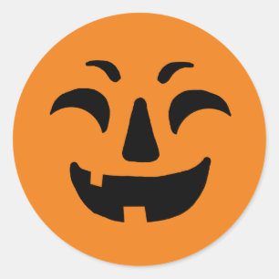 Happy Halloween Pumpkin Face Classic Round Sticker
