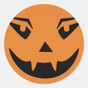 Happy Halloween Pumpkin Face Classic Round Sticker