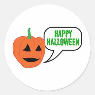 Happy Halloween Pumpkin Face Classic Round Sticker