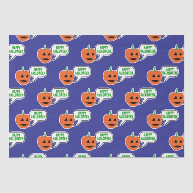 Happy Halloween Pumpkin Face Tissue Paper (Front)