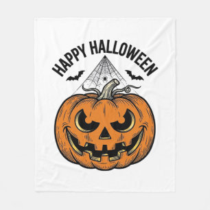 Happy Halloween Pumpkin Face Vintage Vector Design Fleece Blanket