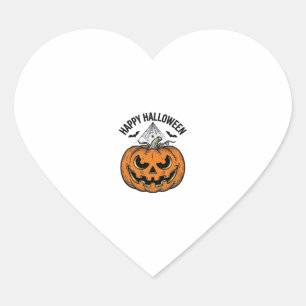 Happy Halloween Pumpkin Face Vintage Vector Design Heart Sticker