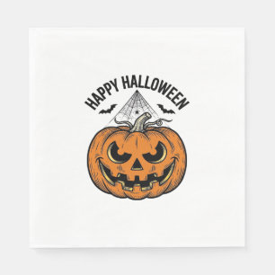 Happy Halloween Pumpkin Face Vintage Vector Design Napkin