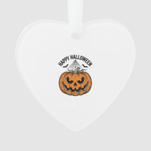 Happy Halloween Pumpkin Face Vintage Vector Design Ornament