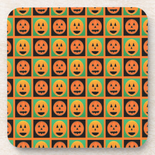 Happy Halloween pumpkin faces Coaster