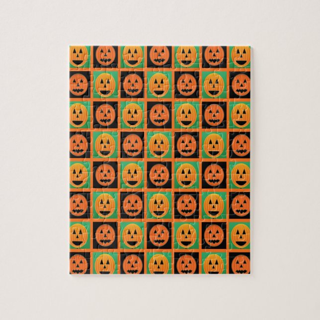 Happy Halloween pumpkin faces Jigsaw Puzzle (Vertical)