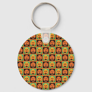 Happy Halloween pumpkin faces Key Ring