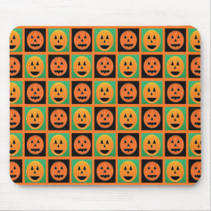 Happy Halloween pumpkin faces Mouse Mat