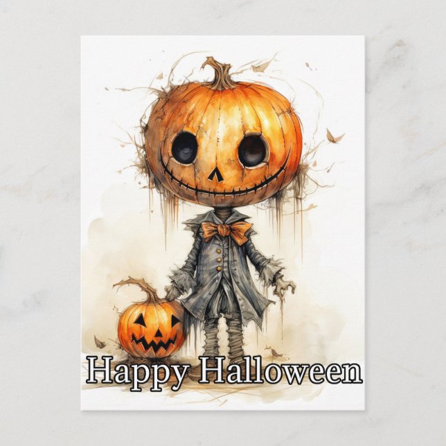 Happy Halloween Pumpkin Fiend Postcard (Front)