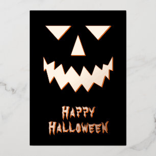 Happy Halloween Pumpkin Foil Holiday Card