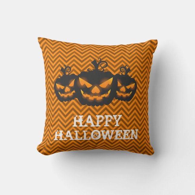 Happy Halloween Pumpkin Ghost Cushion (Front)