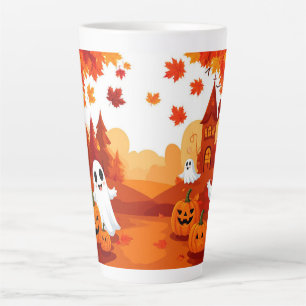 Happy Halloween Pumpkin Ghost Forest 🎃 Latte Mug