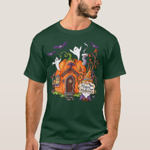 Happy Halloween Pumpkin Haunted House Cute Gnome G T-Shirt