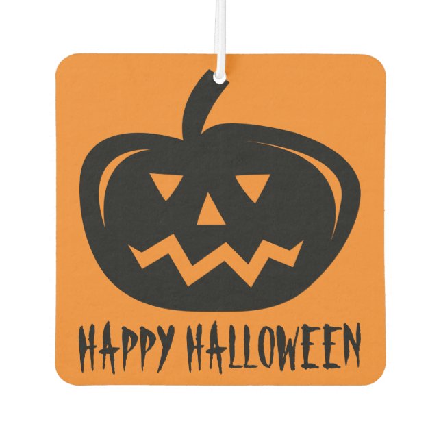 Happy Halloween pumpkin head carving car Car Air Freshener (Front)