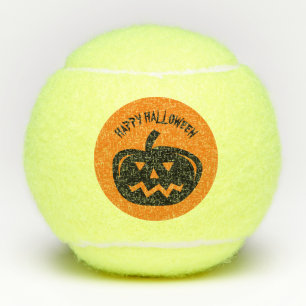 Happy Halloween pumpkin head carving tennis balls