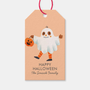Happy Halloween Pumpkin Head Cute Pink Gift Tags