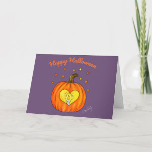 Happy Halloween Pumpkin Heart Card
