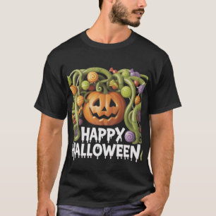 Happy Halloween Pumpkin Illustration with Candy  T-Shirt