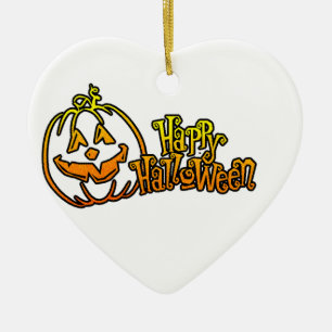 Happy Halloween Pumpkin Jackolantern Ceramic Tree Decoration