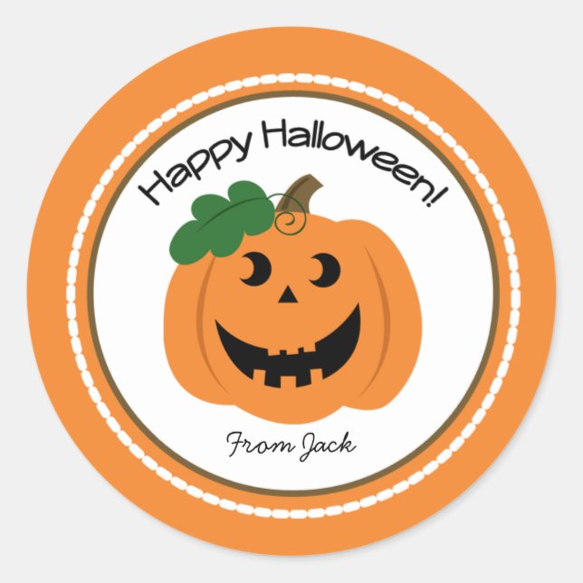 Happy Halloween Pumpkin Jackolantern Favour Sticke Classic Round Sticker (Front)