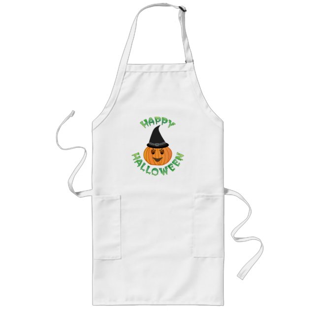 "HAPPY HALLOWEEN" PUMPKIN LONG APRON (Front)