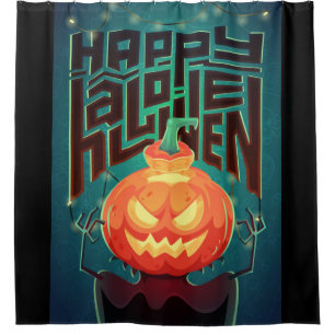 Happy Halloween Pumpkin Monster Shower Curtain