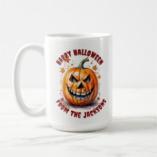 Happy Halloween Pumpkin Mug – Custom Family Name