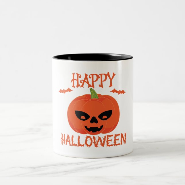 "Happy Halloween Pumpkin Mug – Spooky Coffee Cup (Center)
