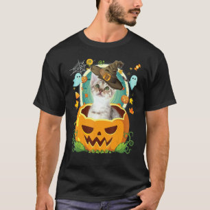 Happy Halloween Pumpkin Ocicat Cat Witch Cute Hat T-Shirt