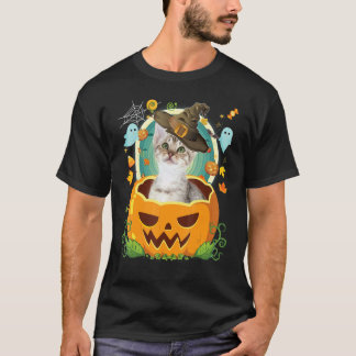 Happy Halloween Pumpkin Ocicat Cat Witch Cute Hat T-Shirt