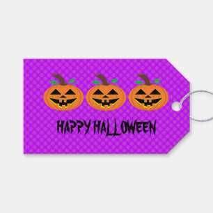 Happy Halloween Pumpkin on Purple Gift Tag