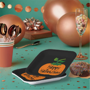Happy Halloween Pumpkin Paper Plate