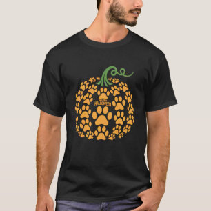 Happy Halloween Pumpkin Paw Dog Lover Print Pets P T-Shirt