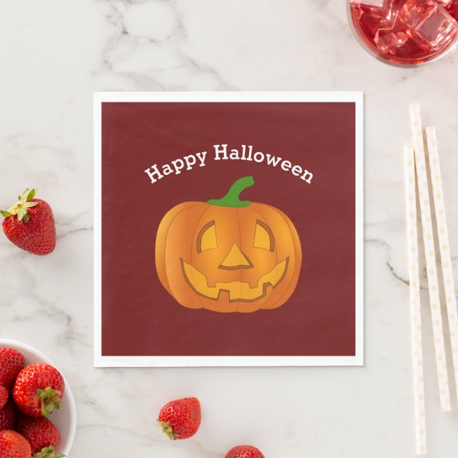 Happy Halloween Pumpkin Red Napkin (Insitu)