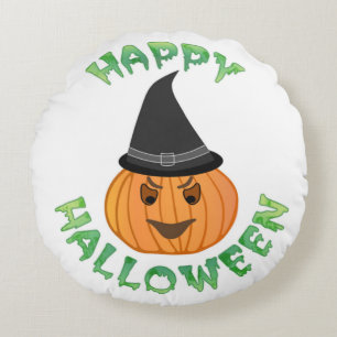 "HAPPY HALLOWEEN" PUMPKIN ROUND CUSHION