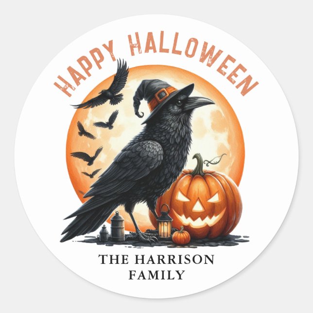 Happy Halloween Pumpkin Round Stickers (Front)