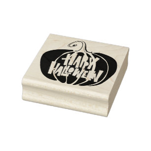 Happy Halloween Pumpkin Rubber Stamp