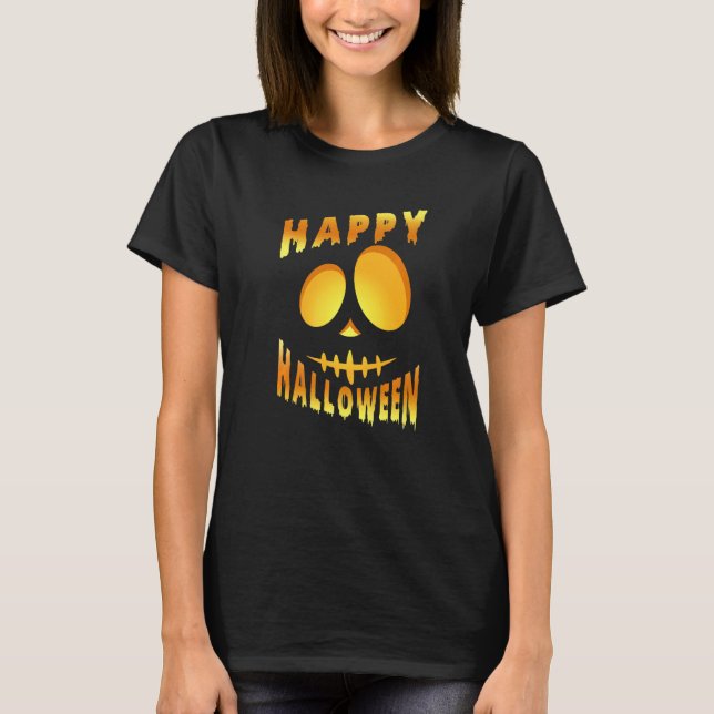 Happy Halloween Pumpkin Scary Face T-Shirt (Front)