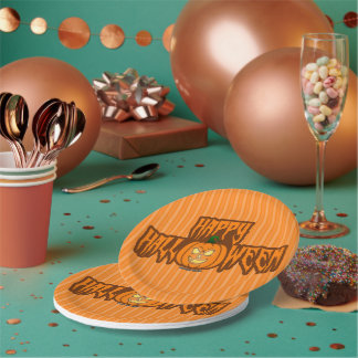 Happy Halloween Pumpkin Screwball Graphics Paper Plate