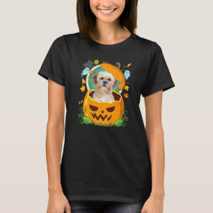 Happy Halloween Pumpkin Shichon Dog Witch Cute Hat T-Shirt