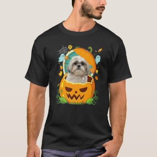 Happy Halloween Pumpkin Shih Tzu Dog Witch Cute Ha T-Shirt
