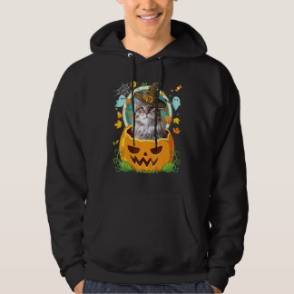 Happy Halloween Pumpkin Siberian Cat Witch Cute Ha Hoodie