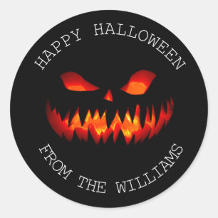 Happy Halloween Pumpkin Spooky Scary Horror Orange Classic Round Sticker