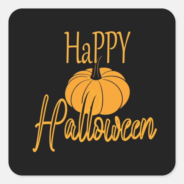 Happy Halloween Pumpkin Square Sticker (Front)