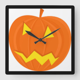 "HAPPY HALLOWEEN" PUMPKIN SQUARE WALL CLOCK