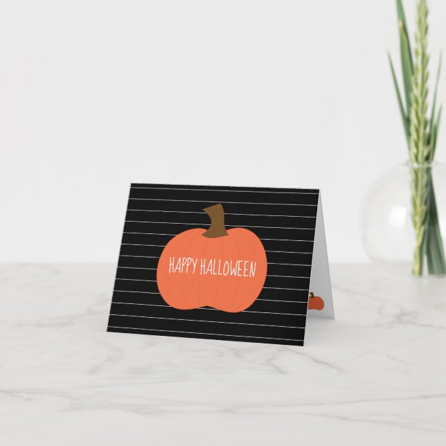 Happy Halloween Pumpkin & Stripes Card (Front)