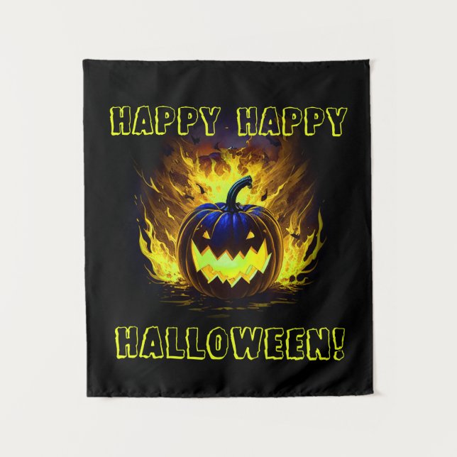 Happy Halloween Pumpkin Tapestry (Front)