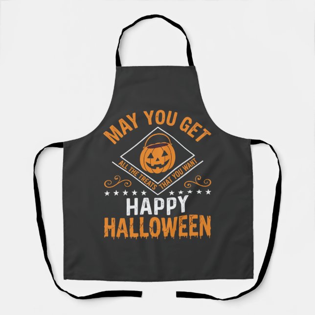 Happy Halloween Pumpkin Treats Vector Design Apron (Front)