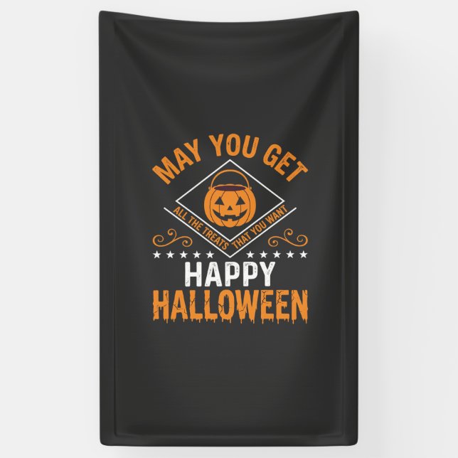 Happy Halloween Pumpkin Treats Vector Design Banner (Vertical)